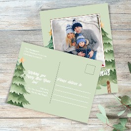 メリークリスマスウォーター色クリスマスツリー シーズンポストカード