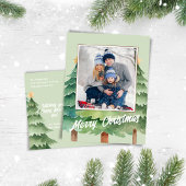 メリークリスマスウォーター色クリスマスツリー シーズンポストカード