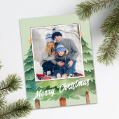 メリークリスマスウォーター色クリスマスツリー シーズンポストカード