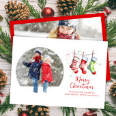 メリークリスマスウォーター色ストッキング2写真 シーズンカード