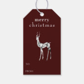 メリークリスマスウォーター色トナカイシンプルモダン ギフトタグ (正面)