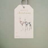 メリークリスマスウォーター色トナカイシンプルモダン ギフトタグ