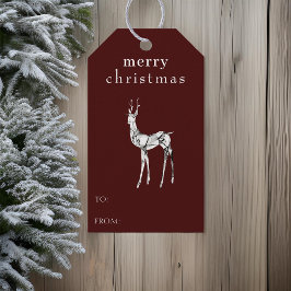 メリークリスマスウォーター色トナカイシンプルモダン ギフトタグ