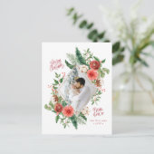 メリークリスマスウォーター色フローラフォトホリデー ポストカード (スタンド正面)