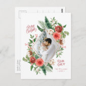 メリークリスマスウォーター色フローラフォトホリデー ポストカード (正面/裏面)