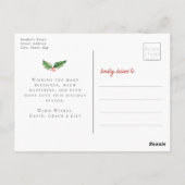 メリークリスマスウォーター色フローラフォトホリデー ポストカード (裏面)