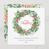 メリークリスマスウォーター色フローラホリデーカード (正面/裏面)