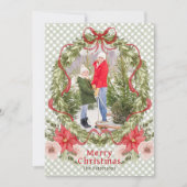 メリークリスマスウォーター色フローラボウファミリーフォト シーズンカード (正面)