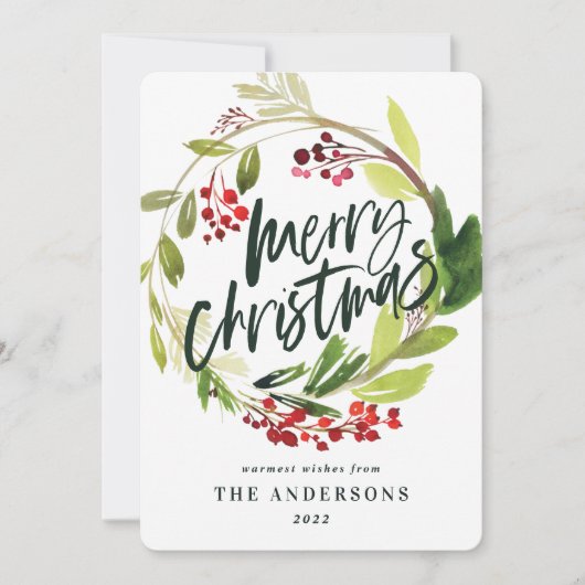 メリークリスマスウォーター色フローラ シーズンカード (正面)