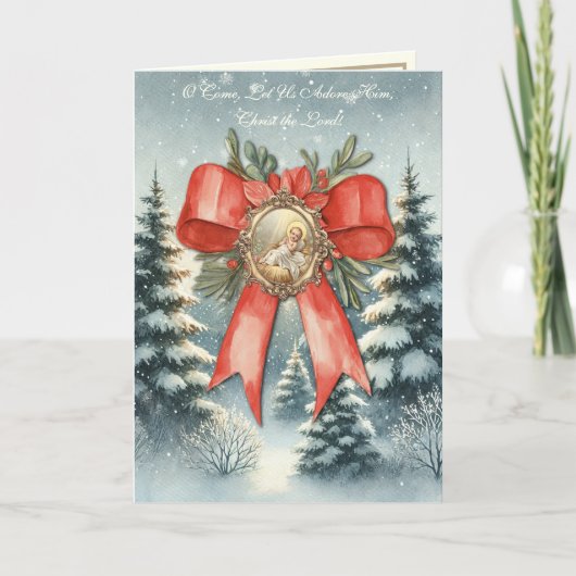 メリークリスマスウォーター色ベビーイエス シーズンカード (正面)