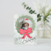 メリークリスマスウォーター色リースフォトフレーム シーズンポストカード (スタンド正面)