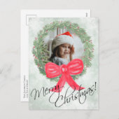 メリークリスマスウォーター色リースフォトフレーム シーズンポストカード (正面/裏面)