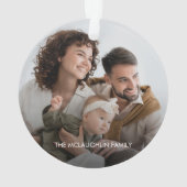 メリークリスマスウォーター色リース家族の写真 オーナメント (裏面)