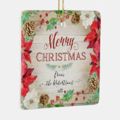 メリークリスマスウォーター色リース家族の写真 セラミックオーナメント (右)