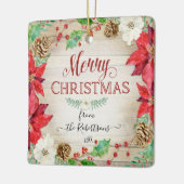 メリークリスマスウォーター色リース家族の写真 セラミックオーナメント (左)