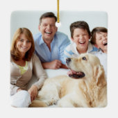 メリークリスマスウォーター色リース家族の写真 セラミックオーナメント (裏面)
