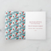 メリークリスマスウォーター色レッドヨーベリーカード カード (内部)