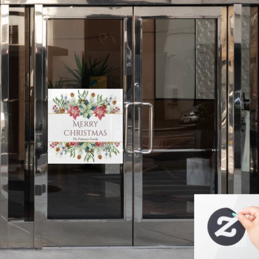 メリークリスマスウォーター色冬の花名 ウィンドウサイン (オフィスドア)