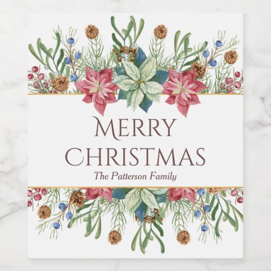 メリークリスマスウォーター色冬の花名 ワインラベル (シングルラベル)