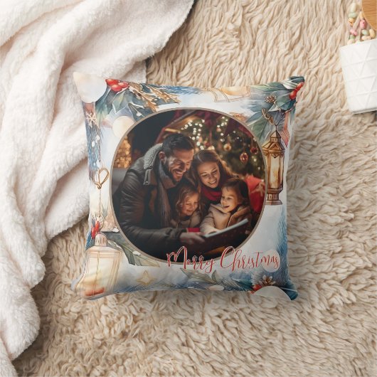 メリークリスマスウォーター色装飾写真 クッション (ブランケット)