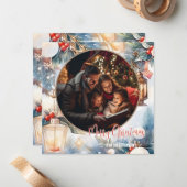 メリークリスマスウォーター色装飾写真 ノートカード (正面/裏面インサイチュ)