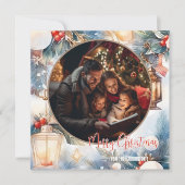 メリークリスマスウォーター色装飾写真 ノートカード (正面)