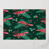 メリークリスマスウォーター色(鳥)ショウジョウコウカンチョウバーズグリーン 箔シーズンカード (裏面)