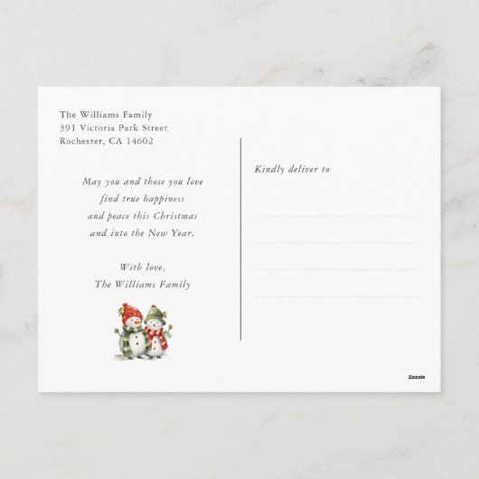 メリークリスマスウォーター雪だるま シーズンポストカード (裏面)