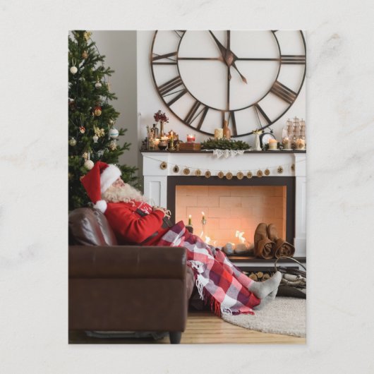 メリークリスマスウォーミングアンドコージーサンタパーソナライズされた ポストカード (正面)