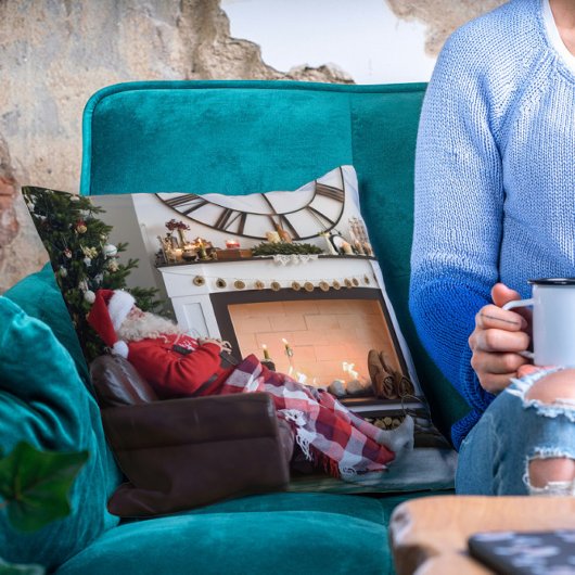 メリークリスマスウォーミングアンドコージー暖炉サンタ クッション