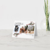 メリークリスマスウォーミングレッドウィンターボタニカルフォトホー シーズンカード (正面)