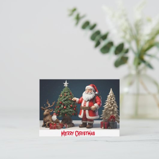 メリークリスマスウォールアートデザインとサンタ 名刺 (スタンド正面)