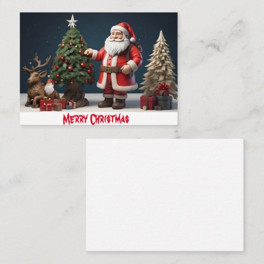メリークリスマスウォールアートデザインとサンタ 名刺 (正面/裏面)