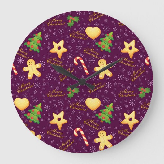 メリークリスマスウォール時計 ラージ壁時計 (正面)