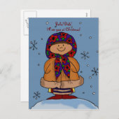 メリークリスマスウクライナガールフォークアート シーズンポストカード (正面/裏面)