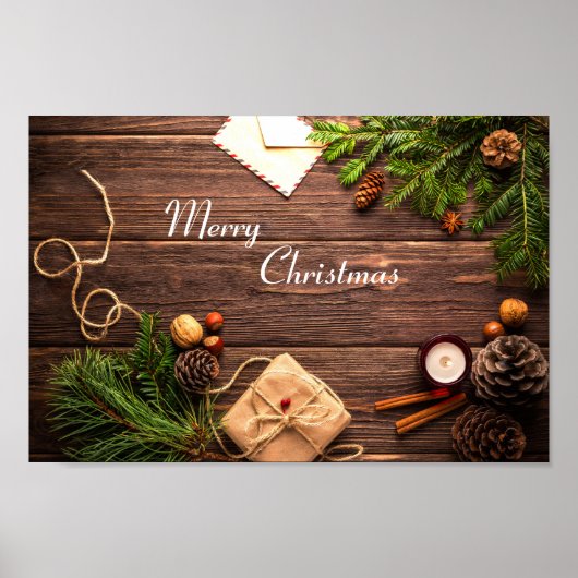 メリークリスマスウッドデザイン ポスター (正面)