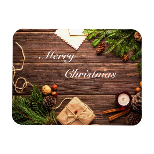 メリークリスマスウッドデザイン マグネット (横)