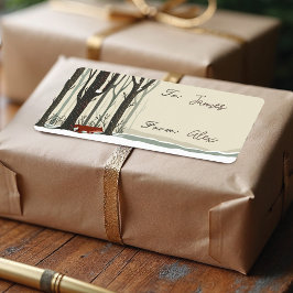 メリークリスマスウッドランドウィンターフォレストキツネジョイ ラベル