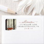 メリークリスマスウッドランド冬の森のキツネの住所 ラベル (インサイチュ)