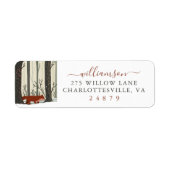 メリークリスマスウッドランド冬の森のキツネの住所 ラベル (正面)