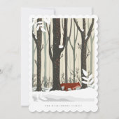 メリークリスマスウッドランド冬の森のキツネ写真 シーズンカード (正面)