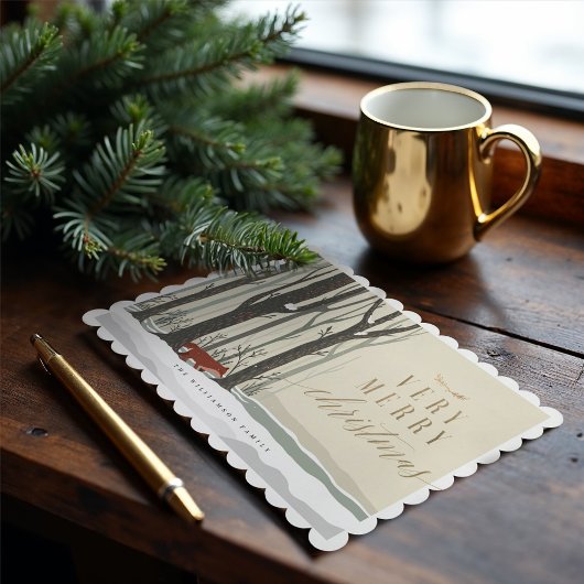 メリークリスマスウッドランド冬の森のキツネ写真 シーズンカード