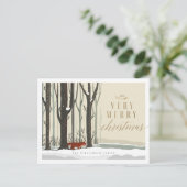 メリークリスマスウッドランド冬の森キツネ シーズンポストカード (スタンド正面)