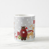 メリークリスマスウッドランド動物パーソナライズされた雪 コーヒーマグカップ (中央)