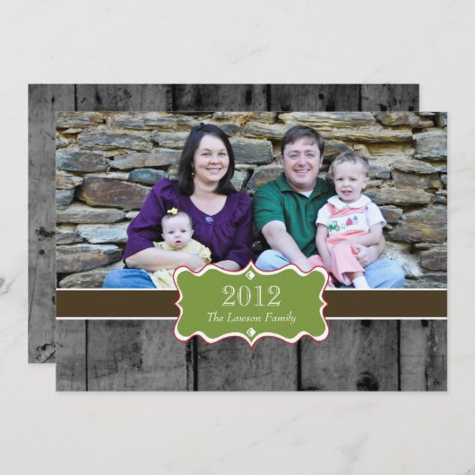 メリークリスマスウッド素朴写真 シーズンカード (正面/裏面)