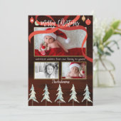 メリークリスマスウッド&パインツリーズ4フォトホリデー シーズンカード (スタンド正面)