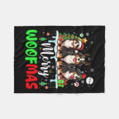 メリークリスマスウーフスリーサンタトナディバーネーゼ フリースブランケット (正面(横))