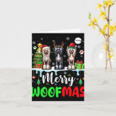 メリークリスマスウーフスリーサンタ小妖精や小人クレスト中国の カード (黄色い花)