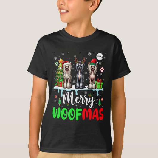 メリークリスマスウーフスリーサンタ小妖精や小人クレスト中国の Tシャツ (正面)