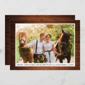 メリークリスマスウ素朴ィードカップルのフォトカード シーズンカード (正面/裏面)